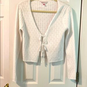 Cottagecore White Double Tie-Front Cardigan
